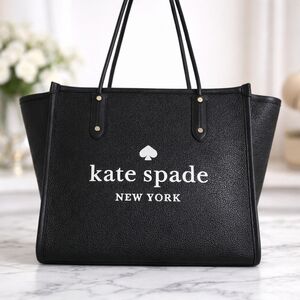 NWT LARGE Kate Spade Ella Tote Pebbled Leather BAG Black